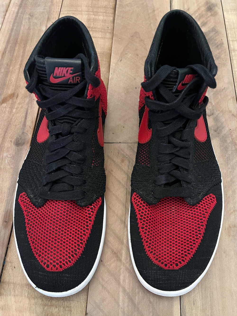 Nike Air Jordan 1 Retro OG Flyknit High Bred Black/Red Size 10 (919704-001)